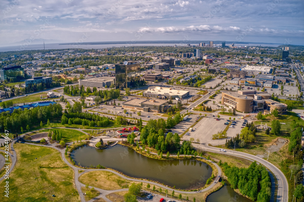 Obraz premium Aerial View of the Midtown Business District of Anchorage, Alaska