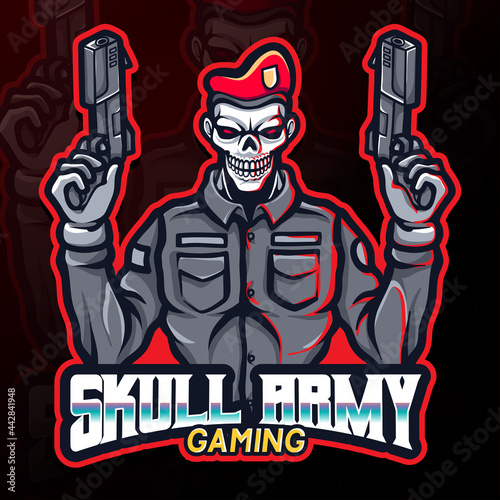 skull army gaming esport logo illustration