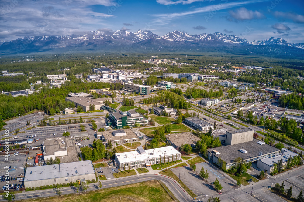 Aerial View of the Main Campus of the State University in Anchorage, Alaska