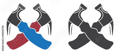 Crossed hammer flat vector icon for apps or websites