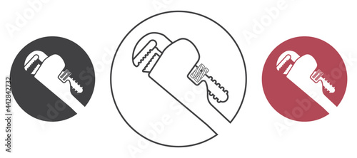 pipe wrench flat or line art logo photo