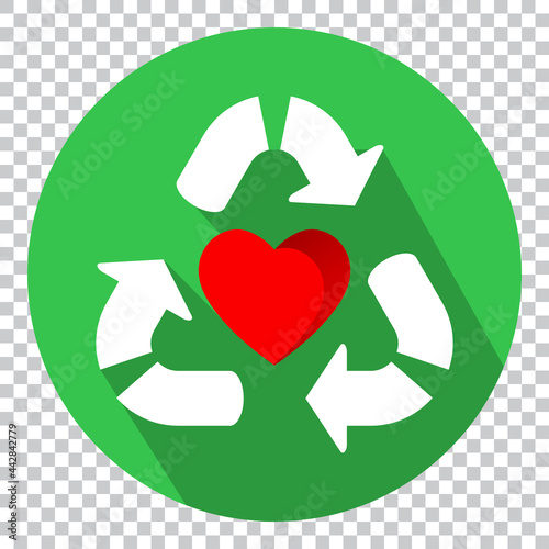 flat vector icon a reuse or recycle isolated on a round green background