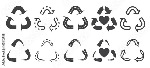 Line art vector icon reduce reuse and recycle for apps or website