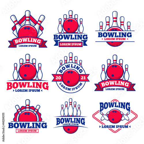 vector set of bowling logos, emblems and design elements.