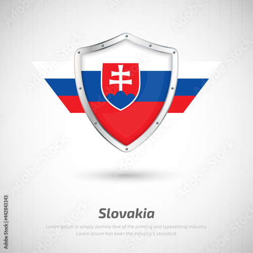 Elegant glossy shield for Slovakia country with happy independence day greeting background Free Download Elegant glossy shield for Slovakia country with happy independence day greeting background - GFXLoad