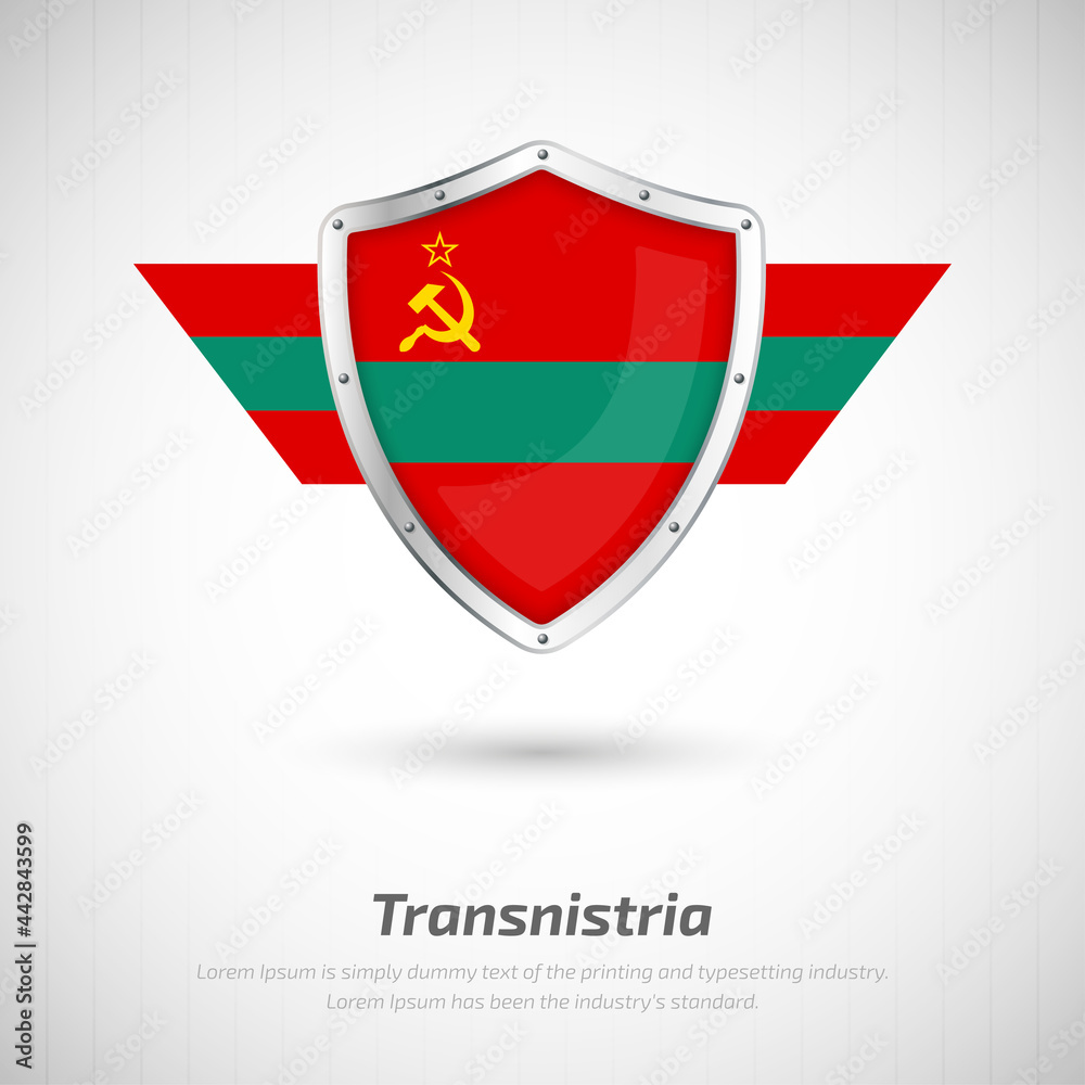 Elegant glossy shield for Transnistria country with happy independence day greeting background Elegant glossy shield for Transnistria country with happy independence day greeting background