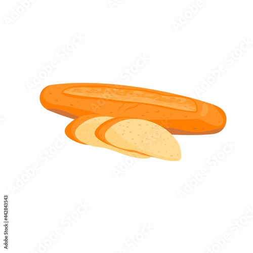 Baguette, ciabatta, loaf. Wheat bread, toast bread, French baguette for bakery design menus. Vector illustration