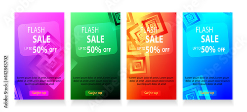 abstract rectangular mobile for flash sale banners. Sale banner template design Flash sale special offer set - vector