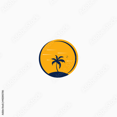 palm tree illustration logo concept
