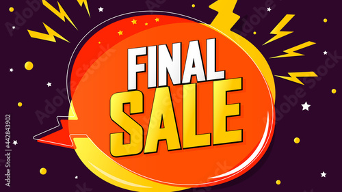 Final Sale, discount poster design template. Promotion banner for shop or online store, vector illustration.