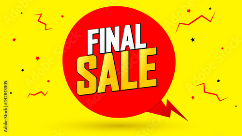 Final Sale, discount poster design template. Promotion banner for shop or online store, vector illustration.