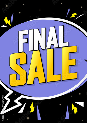Final Sale, discount poster design template. Promotion banner for shop or online store, vector illustration.