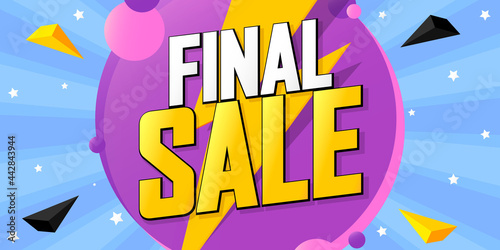 Final Sale, discount poster design template. Promotion banner for shop or online store, vector illustration.