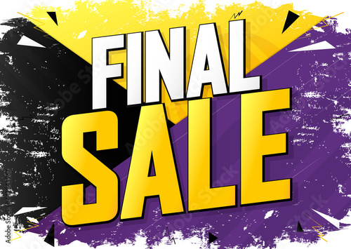 Final Sale, discount poster design template. Promotion banner for shop or online store, vector illustration.