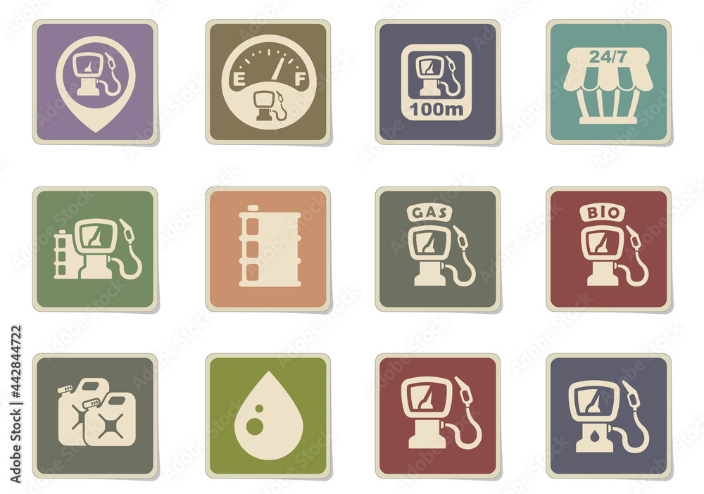 Petrol station icons set