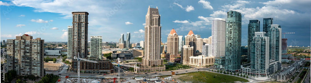 Aerial east view of Mississauga late afternoon panorama
Aerial east view of Mississauga late afternoon panorama