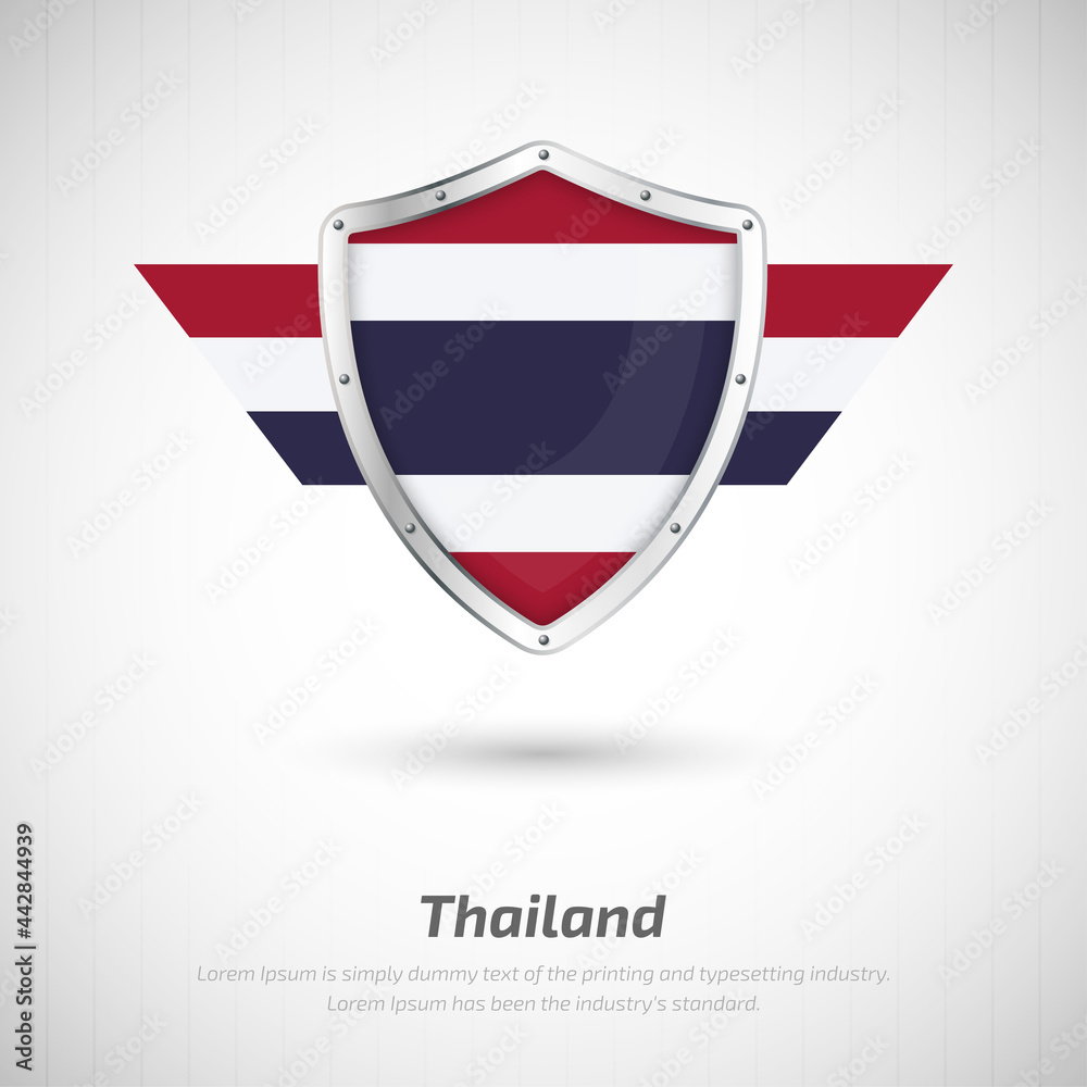 Elegant glossy shield for Thailand country with happy national day greeting background Elegant glossy shield for Thailand country with happy national day greeting background
