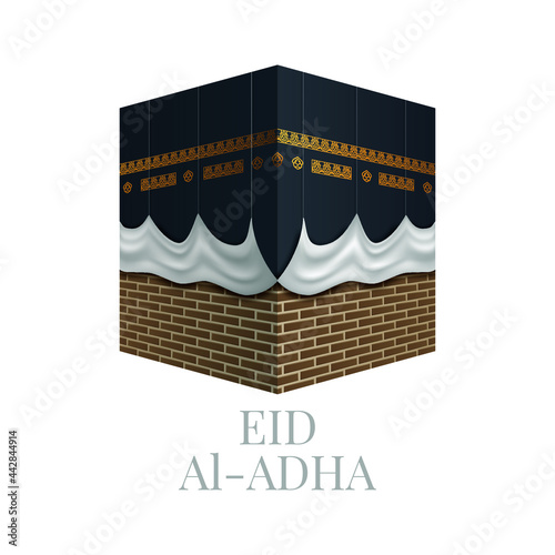 eid al adha mubarak realistic islamic kaaba illustration in mecca vector image photo