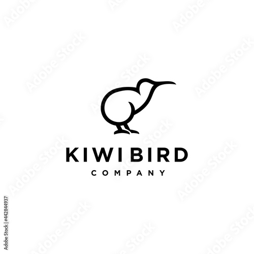 Abstract minimal kiwi bird logo icon design in trendy simple line style 