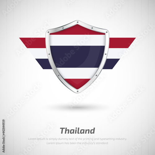 Free Download Elegant glossy shield for Thailand country with happy national day greeting background - GFXLoad