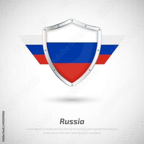 Elegant glossy shield for Russia country with happy independence day greeting background Free Download Elegant glossy shield for Russia country with happy independence day greeting background - GFXLoad