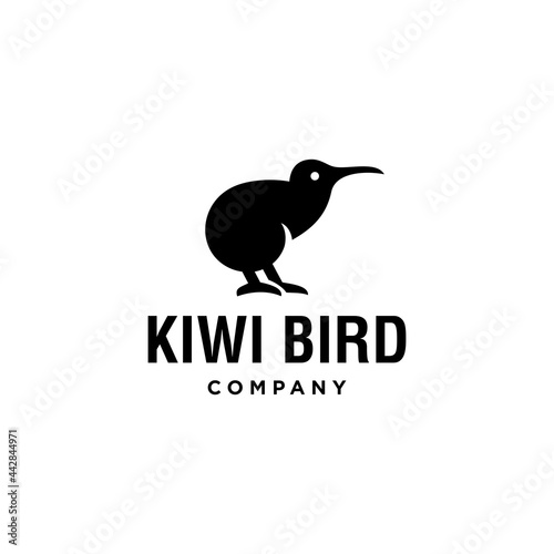 Abstract minimal kiwi bird logo icon design in trendy simple flat style 