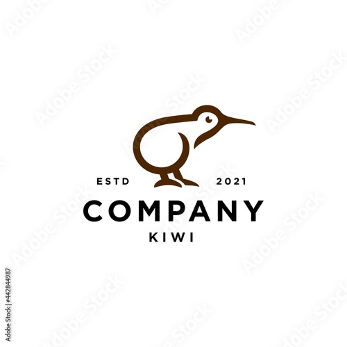 Abstract minimal kiwi bird logo icon design in trendy simple line style 