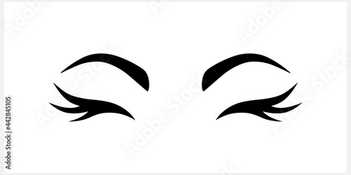 Doodle woman eye icon isolated on white. Stencil. Vector stock illustration. EPS 10