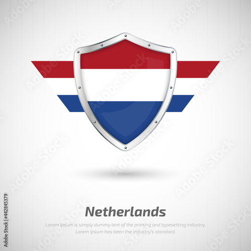 Elegant glossy shield for Netherlands country with happy independence day greeting background Free Download Elegant glossy shield for Netherlands country with happy independence day greeting background - GFXLoad