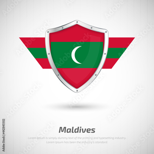 Elegant glossy shield for Maldives country with happy independence day greeting background Free Download Elegant glossy shield for Maldives country with happy independence day greeting background - GFXLoad