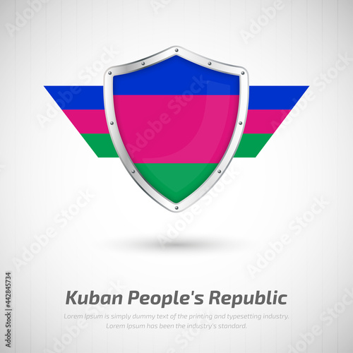 Free Download Elegant glossy shield for Kuban Peoples Republic country with happy independence day greeting background - GFXLoad