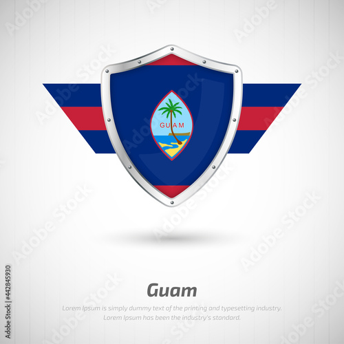 Elegant glossy shield for Guam country with happy liberation day greeting background Free Download Elegant glossy shield for Guam country with happy liberation day greeting background - GFXLoad