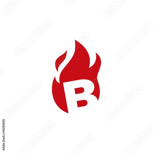 b letter fire flame logo vector icon illustration