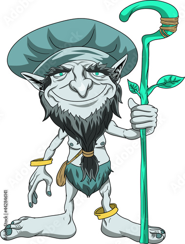 Duwende, a Philippine mythical dwarf. Little creatures who can provide good fortune or bad fate to humans. Cartoon style drawing.
