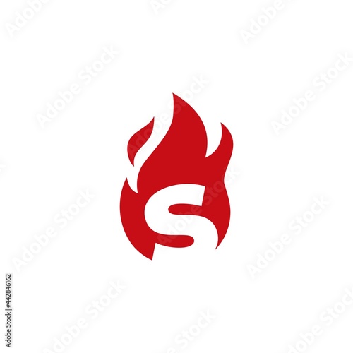 s letter fire flame logo vector icon illustration