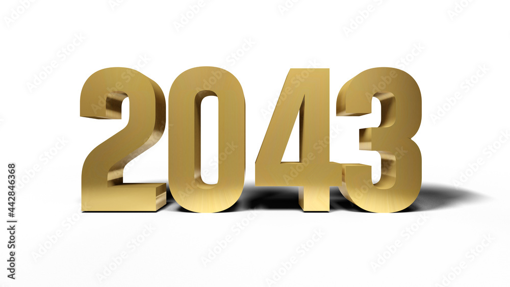 2043 golden bold letters isolated on white 3d-illustration 2043 golden bold letters isolated on white 3d-illustration