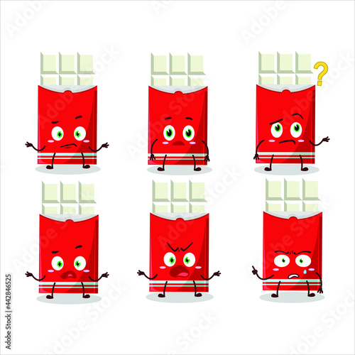 Cartoon character of white chocolate bar with what expression. Vector illustration