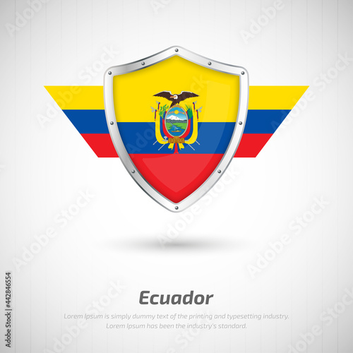 Elegant glossy shield for Ecuador country with happy independence day greeting background Free Download Elegant glossy shield for Ecuador country with happy independence day greeting background - GFXLoad