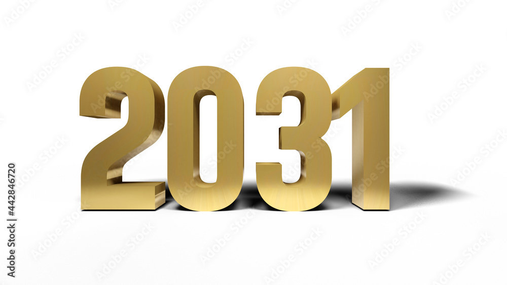 2031 golden bold letters isolated on white 3d-illustration 2031 golden bold letters isolated on white 3d-illustration