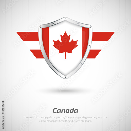 Elegant glossy shield for Canada country with happy national day greeting background