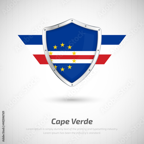Elegant glossy shield for Cape Verde country with happy independence day greeting background Free Download Elegant glossy shield for Cape Verde country with happy independence day greeting background - GFXLoad