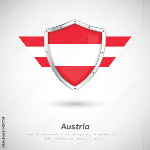 Free Download Elegant glossy shield for Austria country with happy national day greeting background - GFXLoad