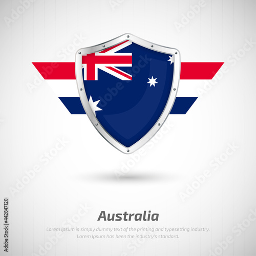 Elegant glossy shield for Australia country with happy independence day greeting background