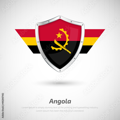 Elegant glossy shield for Angola country with happy independence day greeting background Free Download Elegant glossy shield for Angola country with happy independence day greeting background - GFXLoad