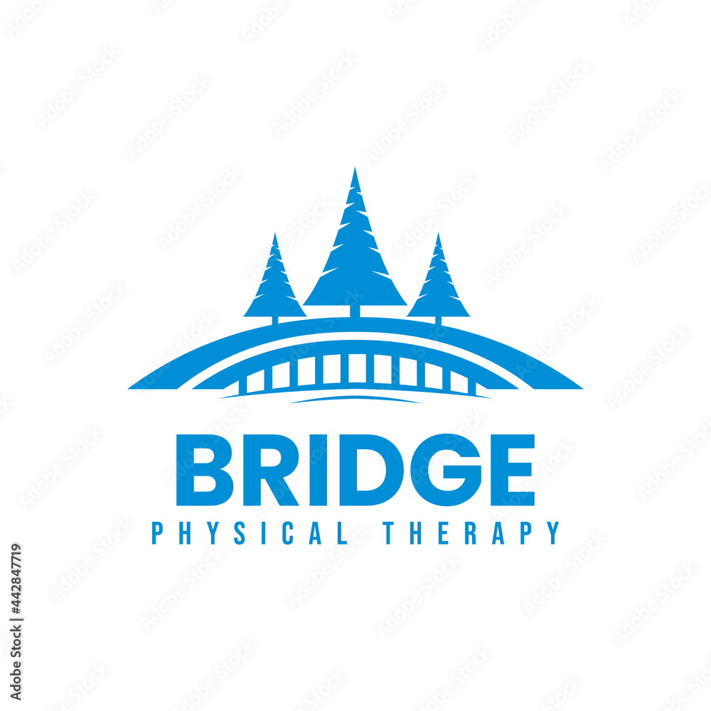 blue bridge and pine logo vector illustration blue bridge and pine logo vector illustration