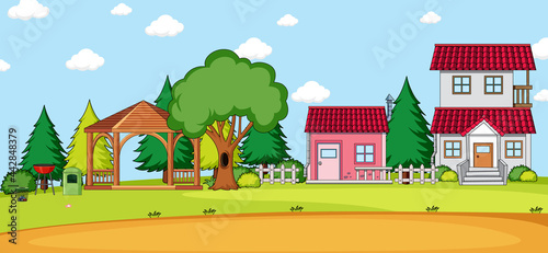 Empty outdoor house scene at daytime