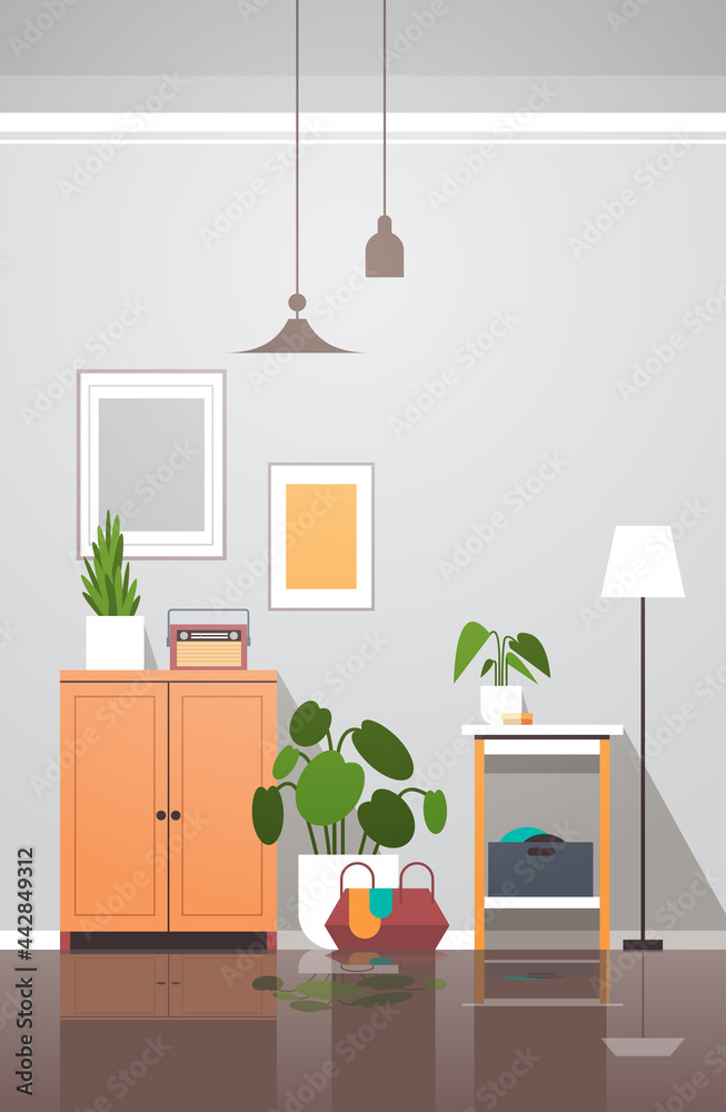 Fototapeta premium empty no people living room interior modern apartment with furniture vertical