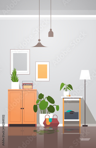 empty no people living room interior modern apartment with furniture vertical