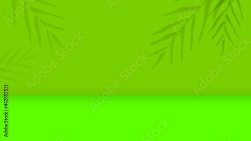 Green background with sun lights for product.