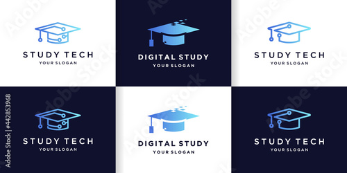 digital tech academic logo and business card design